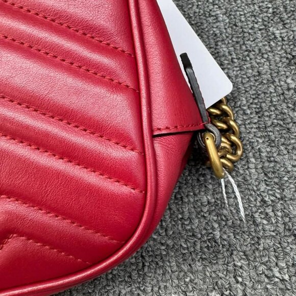 GUCCI GG Marmont Red Leather Shoulder Bag 480-012725 - Picture 7 of 16